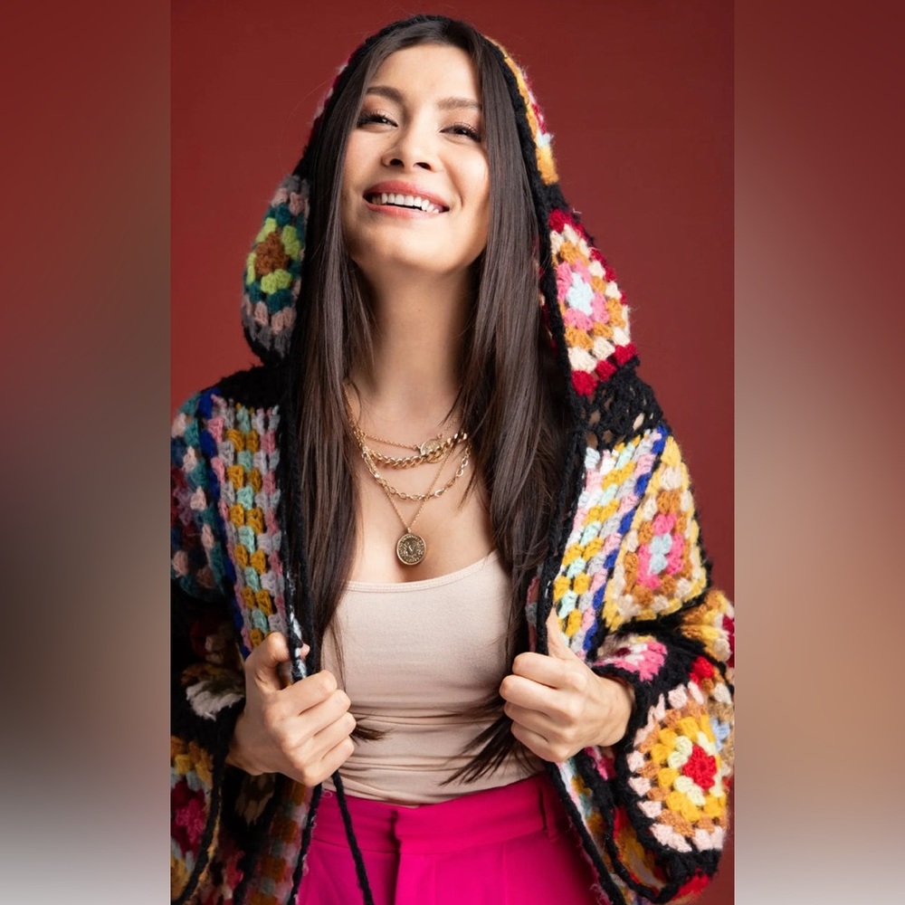 ♥️ 3 X HOST PICK ♥️ SAACHI granny square duster with hood S/M - Picture 6 of 8